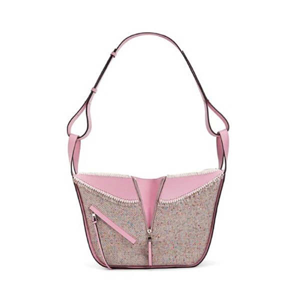 ロエベ ハンモック ツイード スモール バッグ偽物 ピンク 冬